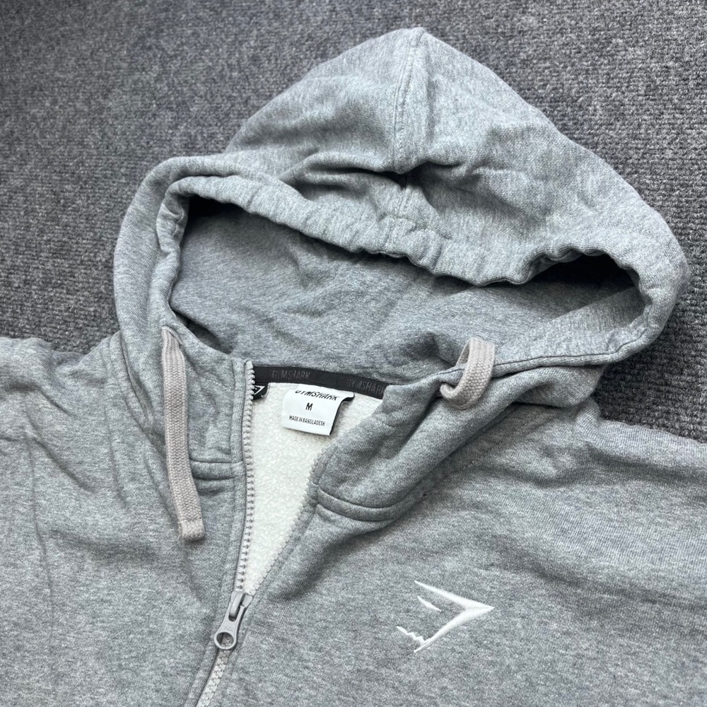 Gymshark Activewear Athleisure Fleece Heather Gray Full Zip Hoodie